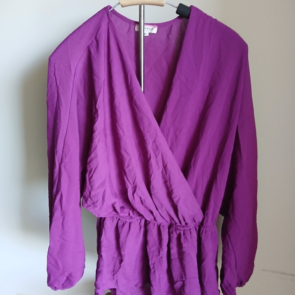 Andree Faux Wrap Top Purple Peplum Size 1X - Picture 9 of 10